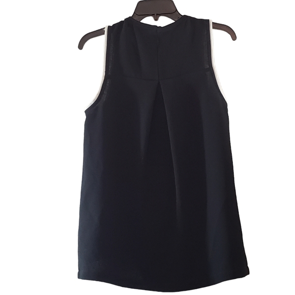 Madewell Crepe Canal Tank Top black with white contrasting detailing, size small - Picture 2 of 5